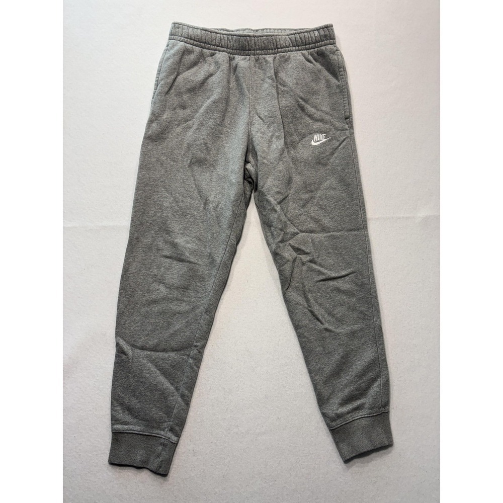 Nike Jogger Pants Mens Medium Gray Fleece Elastic Waist Tapered Athletic Pockets